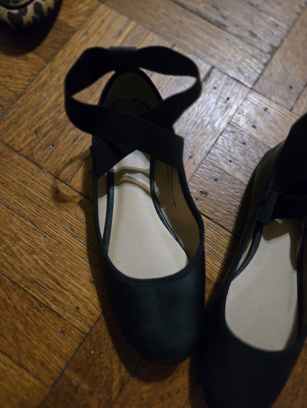 Black Ankle-Strap Women's Flats Ballet Flats New